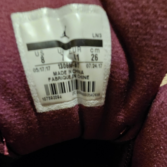 RARE NIKE AIR JORDAN 12 XII retro Bordeaux burgundy...men's size 8. - Picture 7 of 8